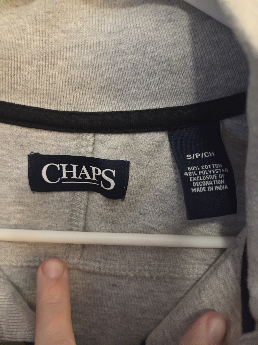 Chaps Men's Gray and Black Striped Zip-Up Sweater - Picture 2 of 3